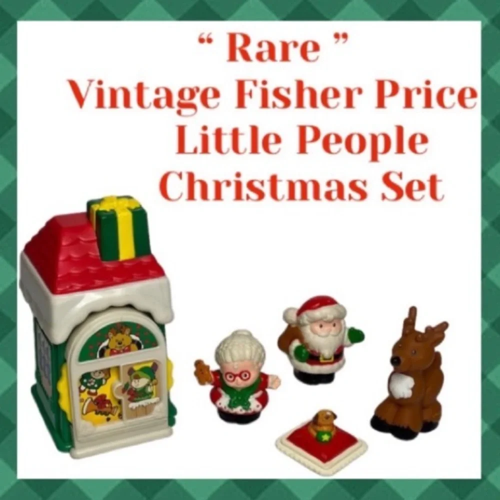 Little People Vintage Fisher Price Christmas Shop Santa Mrs Claus Reindeer Y2K